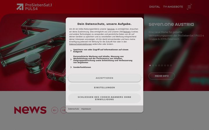 Screenshot of prosiebensat1puls4.com