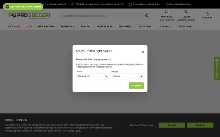 Snimka zaslona za prosoccer.com