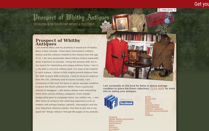 Screenshot of prospectofwhitbyantiques.com