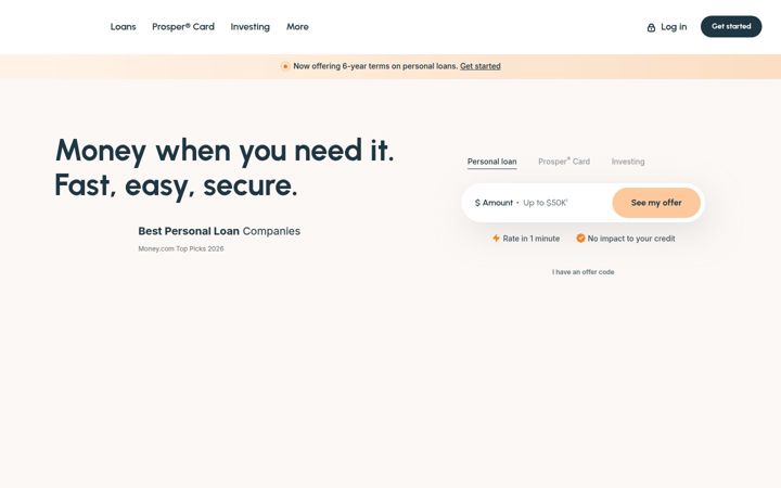 Screenshot di prosper.com