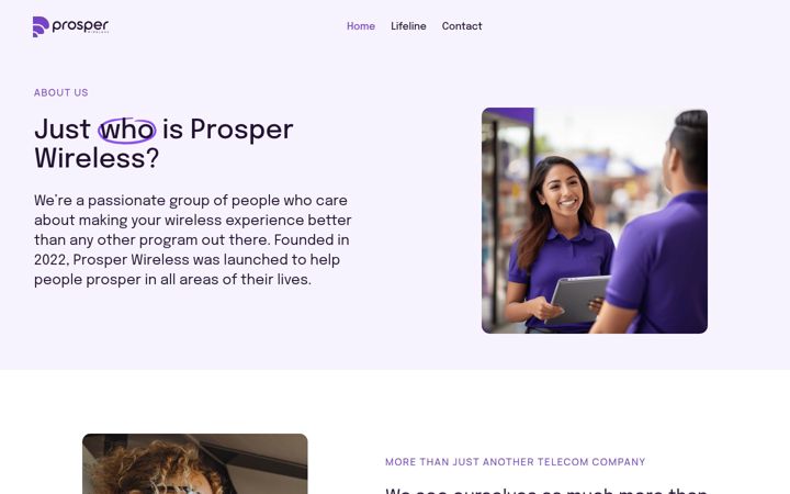 Ekrānuzņēmums no prosperwireless.us