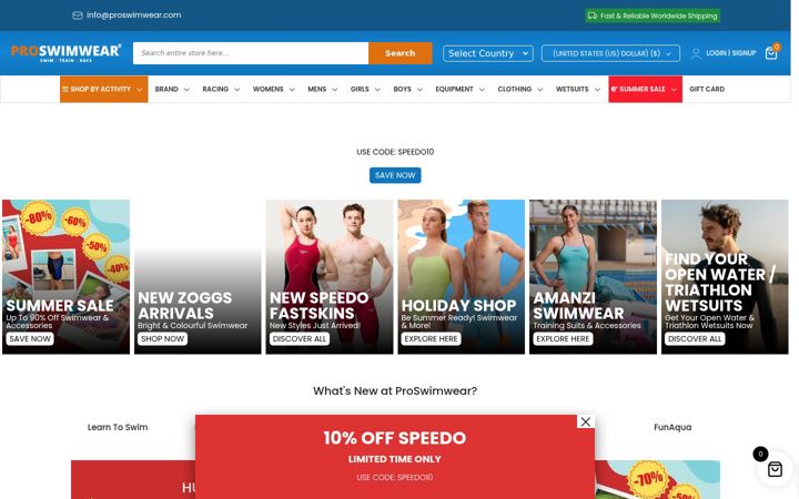 Screenshot of proswimwear.com