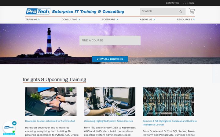 Screenshot of protechtraining.com
