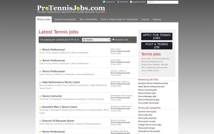 Screenshot of protennisjobs.com