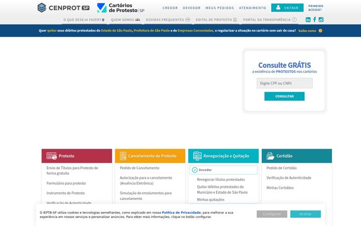 Screenshot of protesto.com.br