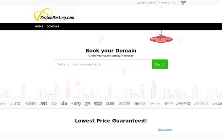 Screenshot of protonhosting.com