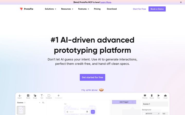 Ekraanipilt saidist protopie.io
