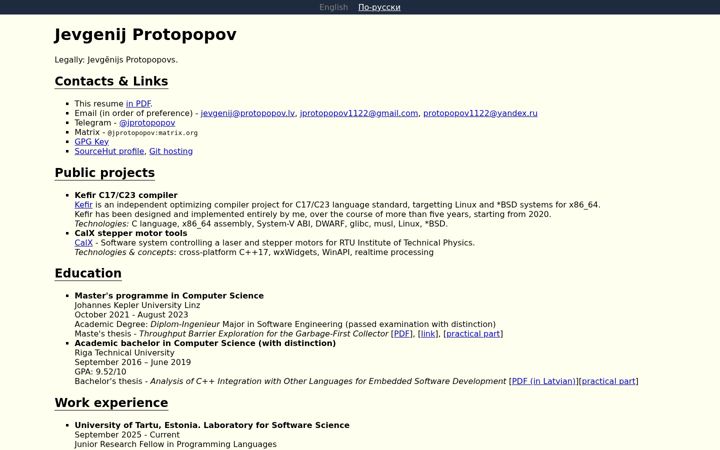 Screenshot of protopopov.lv