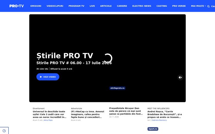 Screenshot ta' protv.ro