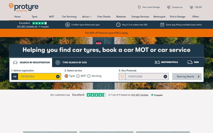 Screenshot ta' protyre.co.uk