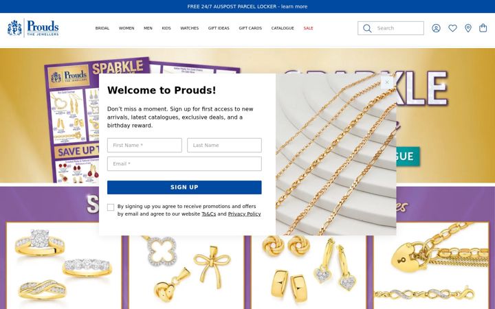 Screenshot of prouds.com.au