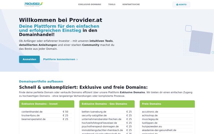 Screenshot of provider.at