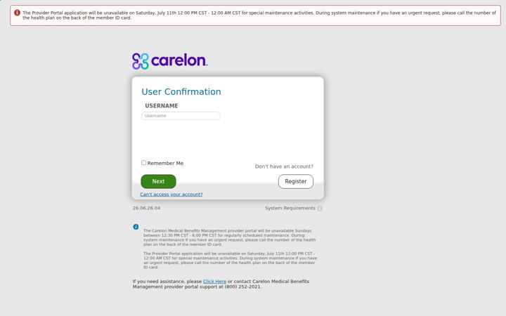 Screenshot of providerportal.com