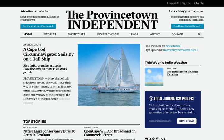 Screenshot von provincetownindependent.org