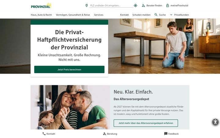 Screenshot of provinzial.de