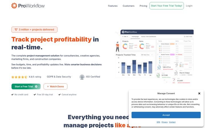 Screenshot ta' proworkflow.com