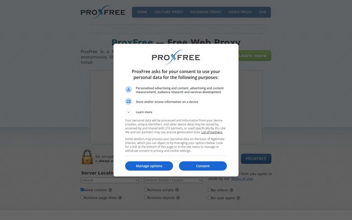 Screenshot of proxfree.com
