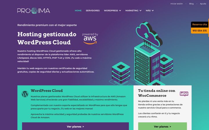 Skærmbillede af proximahost.es
