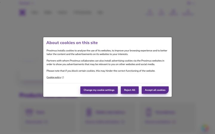 Ekrānuzņēmums no proximus.be
