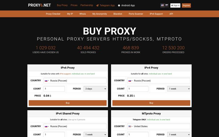 Screenshot of proxy6.net
