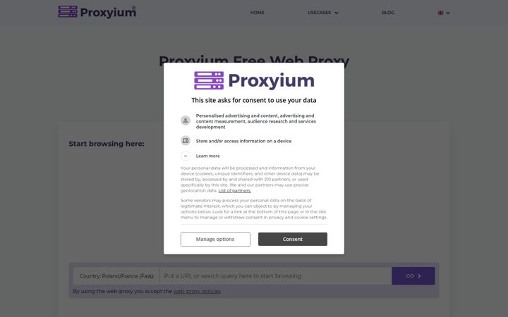 Skærmbillede af proxyium.com