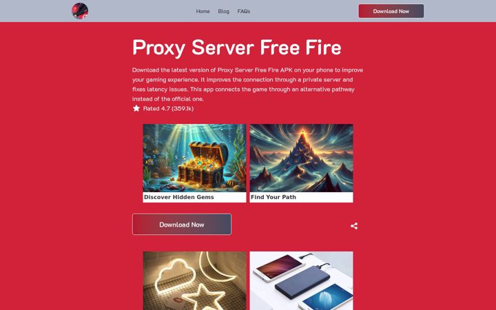 Zrzut ekranu proxyserverfreefire.com