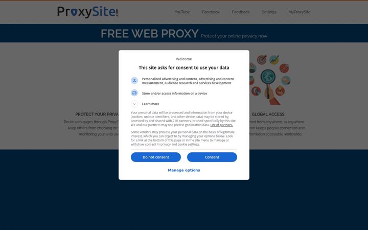 Skjermbilde av proxysite.com
