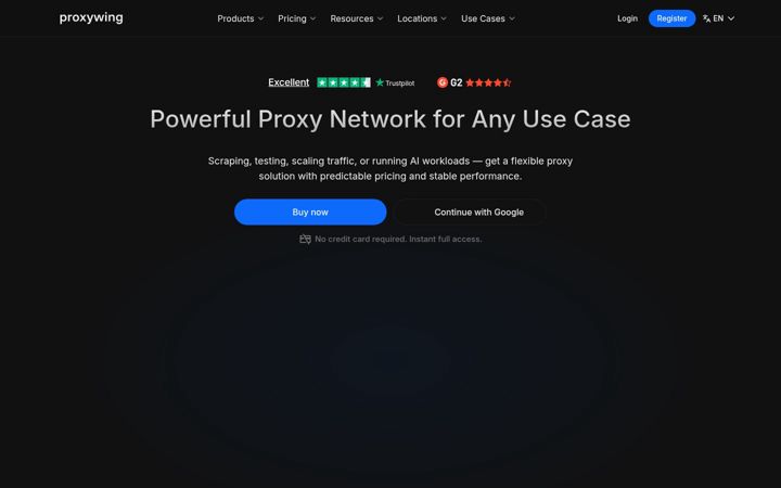 Captura de ecrã de proxywing.com