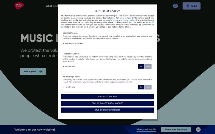 Screenshot of prsformusic.com