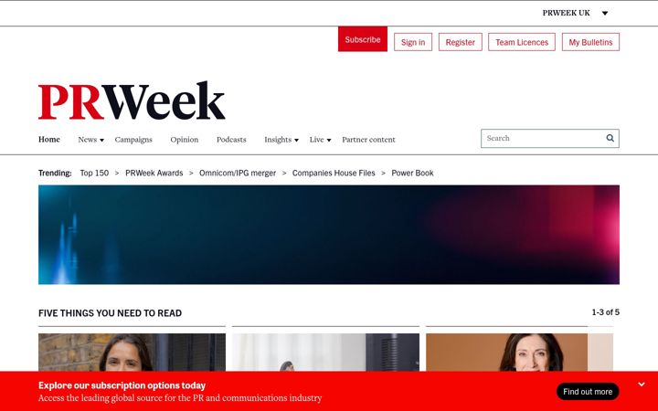 Screenshot of prweek.co.uk