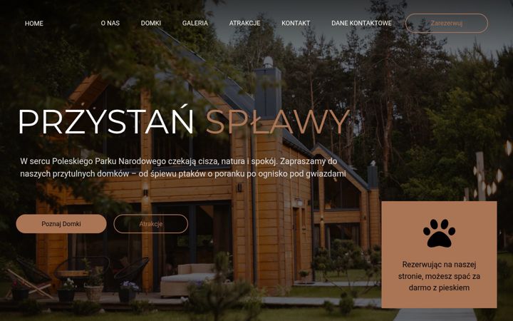Kuvakaappaus sivustosta przystansplawy.pl