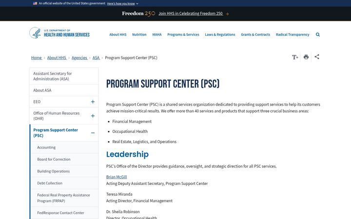 Screenshot of psc.gov