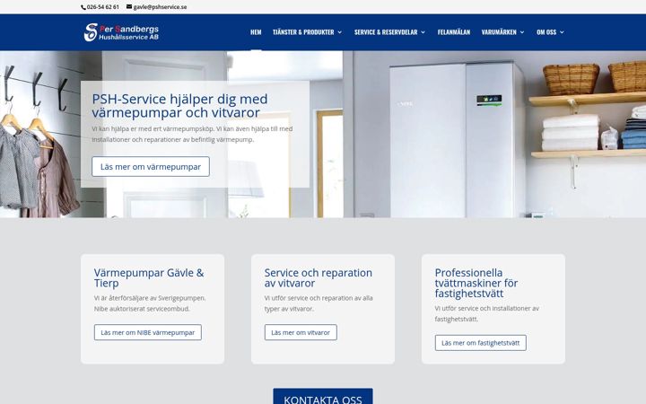 Snimka zaslona za pshservice.se