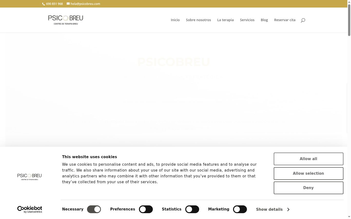 Screenshot del banner di consenso mostrato prima di qualsiasi interazione