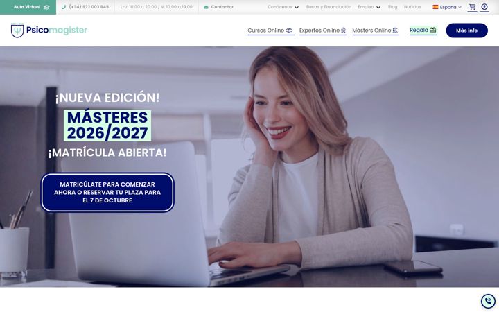 Snímek obrazovky psicomagister.com