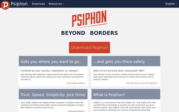Screenshot of psiphon3.com