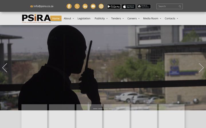 Screenshot of psira.co.za