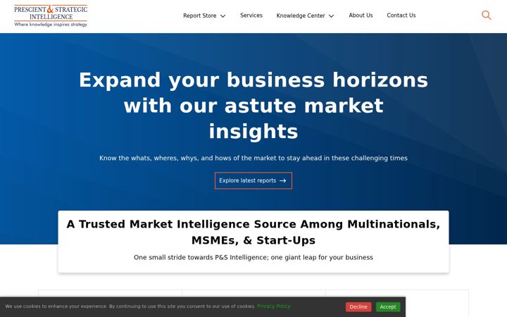 Captură de ecran a psmarketresearch.com