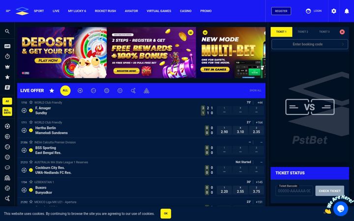 Screenshot of pstbet.co.bw