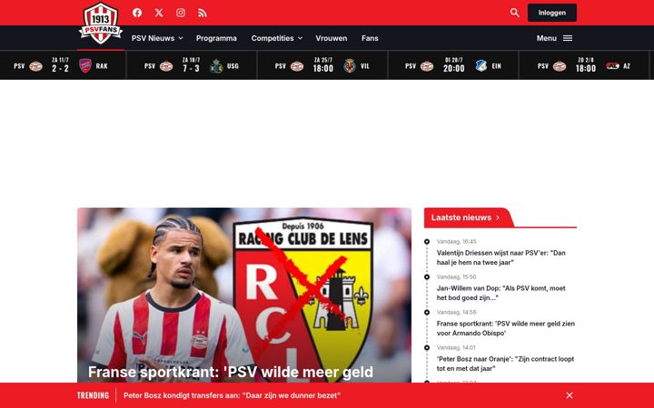 Screenshot του psvfans.nl
