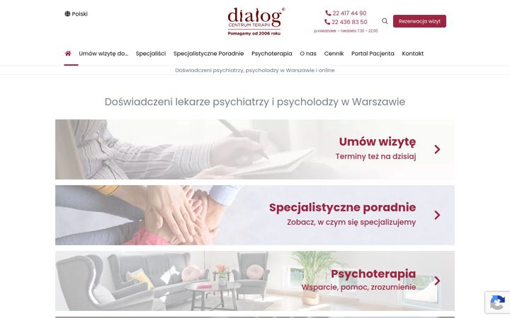 Posnetek zaslona psychiatrzy.warszawa.pl