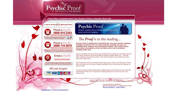 Screenshot of psychicproof.com