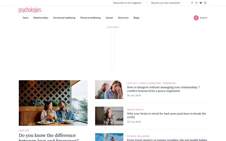 Screenshot of psychologies.co.uk
