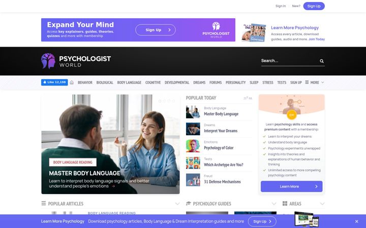 Screenshot of psychologistworld.com