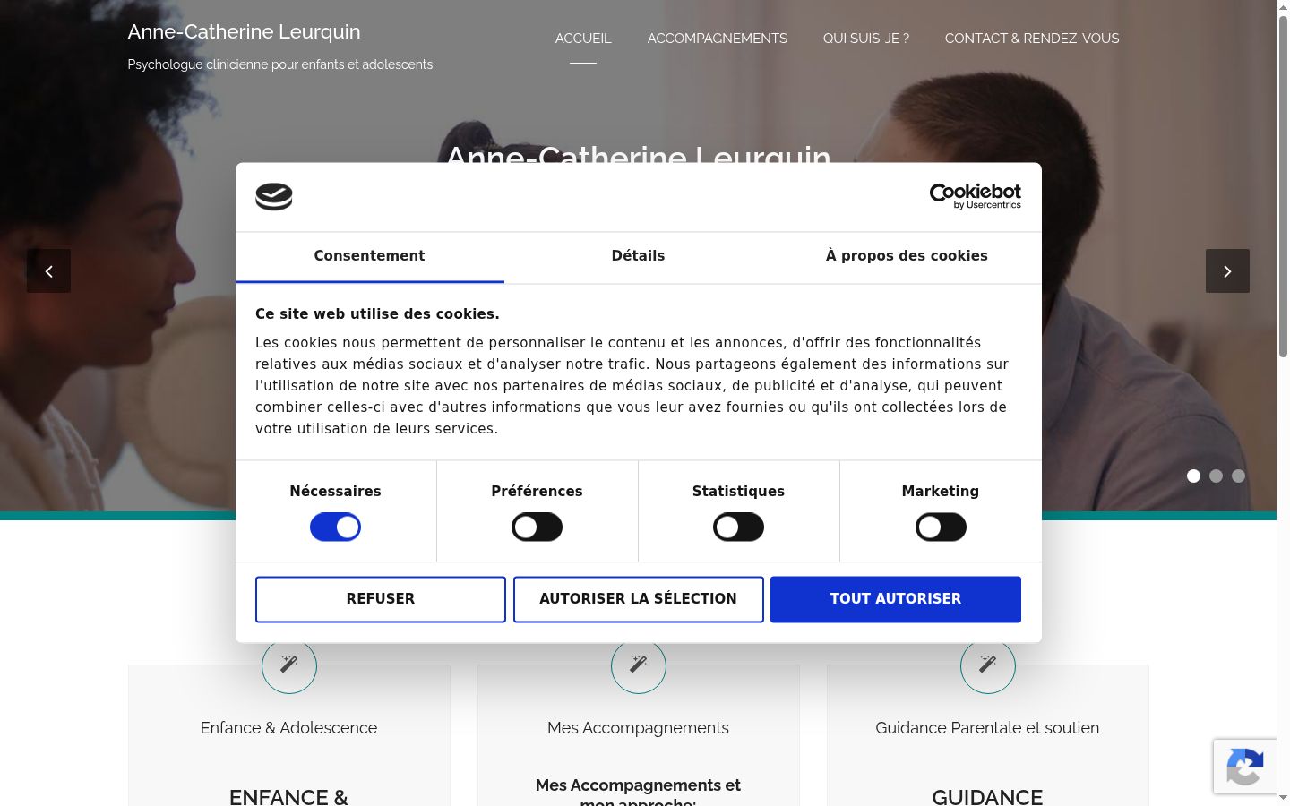 Screenshot of the consent banner shown before any interaction