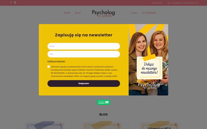 Captură de ecran a psychologwszkole.com
