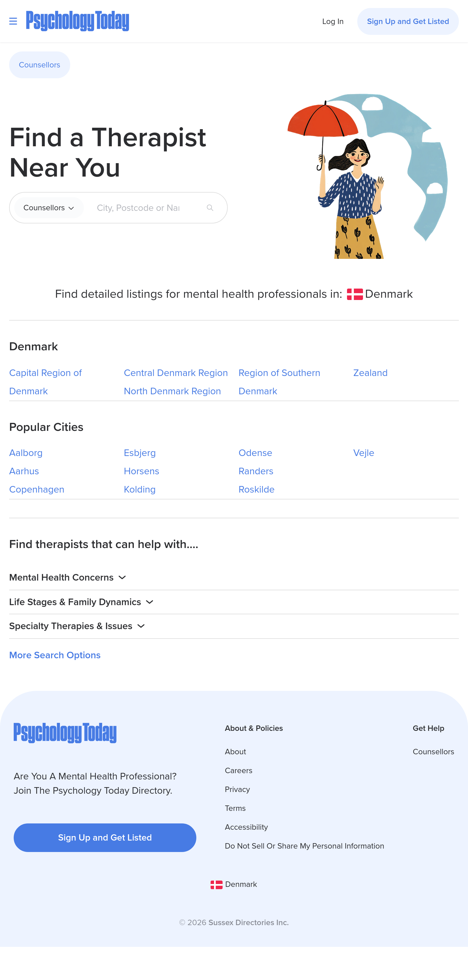 Tablet screenshot of psychologytoday.com