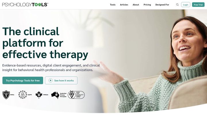 Screenshot of psychologytools.com