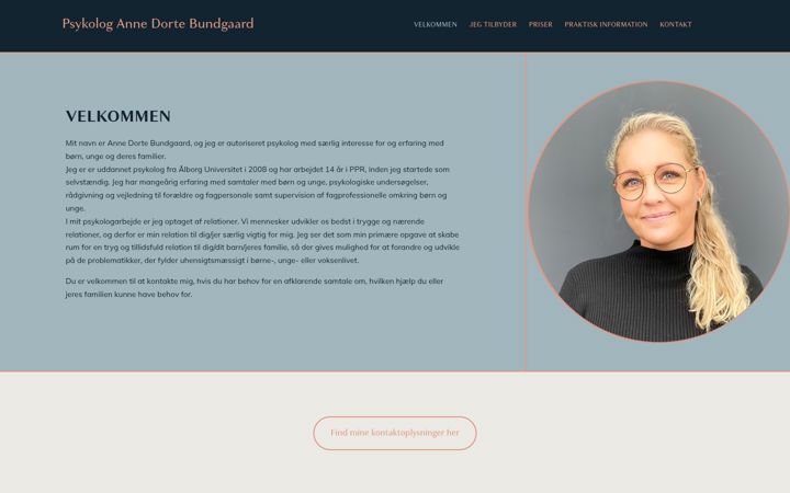 Screenshot of psykologannedortebundgaard.dk