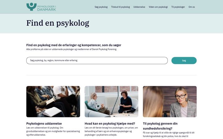 Screenshot di psykologeridanmark.dk